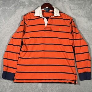 Polo Ralph Lauren Rugby Shirt Mens Large Striped Long Sleeve Custom Fit Vintage